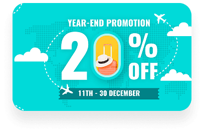 Black Friday travel sale with an airplane on a red and blue background.