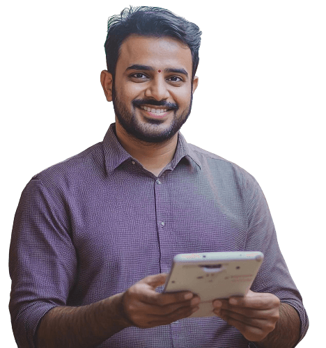 Happy professional with a tablet