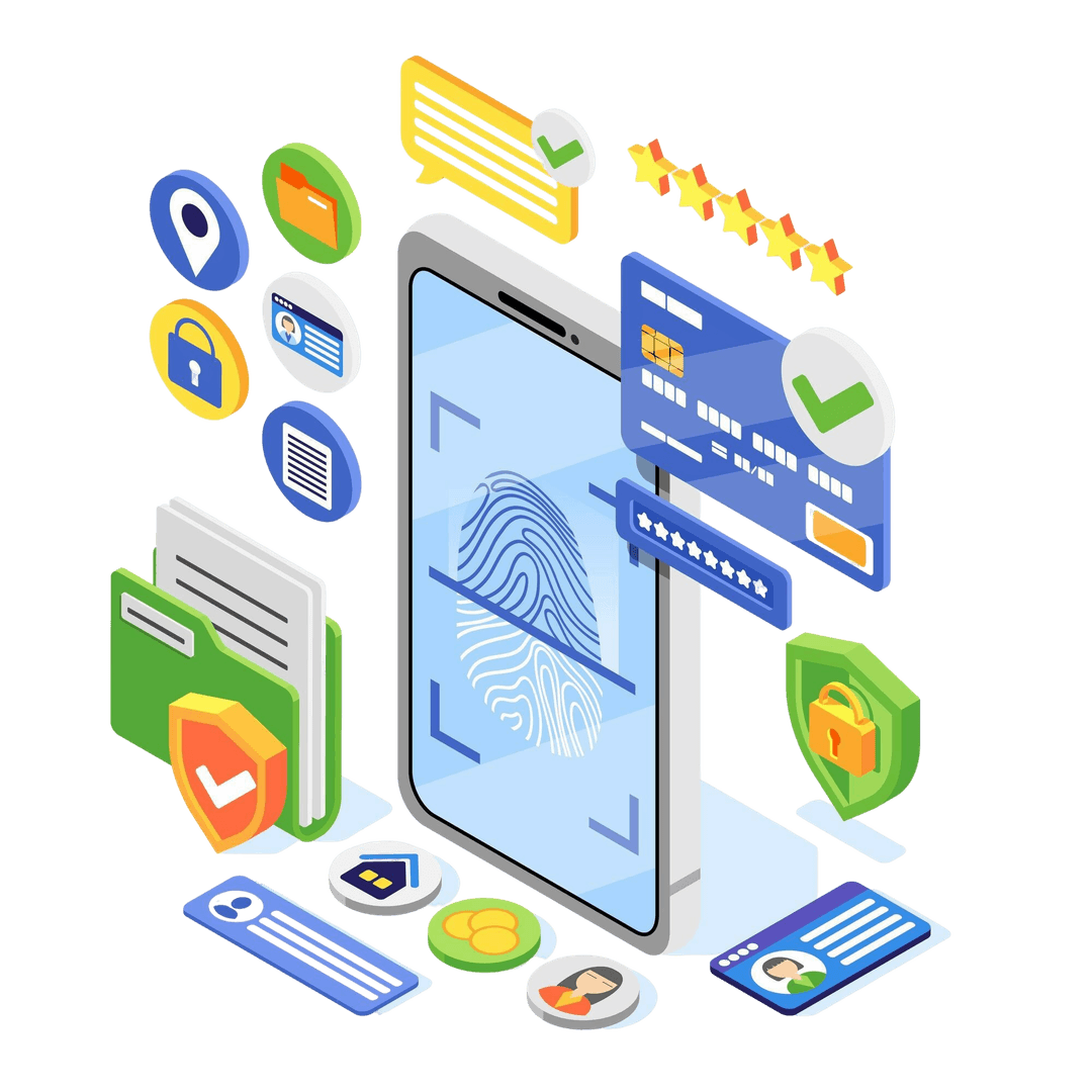 Digital interface showing secure payment and data connections.