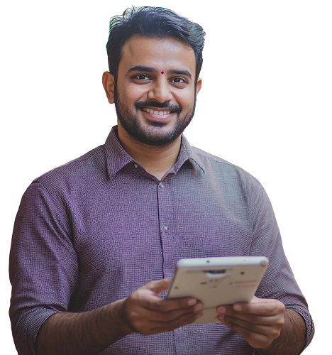 Happy professional with a tablet